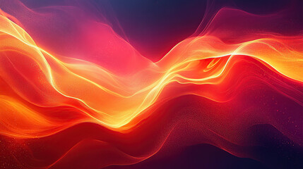 Abstract background with waves of red and orange color, glowing light effects