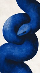 Wall Mural - A modern and sleek digital illustration of a snake coiled in a circle symbolizing wisdom and transformation with a gradient of blue shades and metallic silver accents