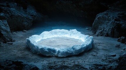 Sticker - Glowing ice cave in the darkness