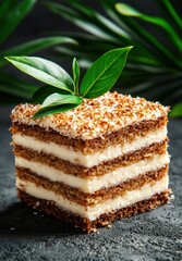 Poster - Delicious layered dessert with creamy filling and crunchy topping