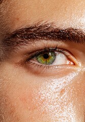 Poster - close-up of a human eye with long eyelashes