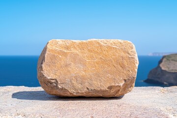 Canvas Print - large rock on cliff overlooking ocean