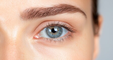 Poster - close-up of a blue eye with long eyelashes