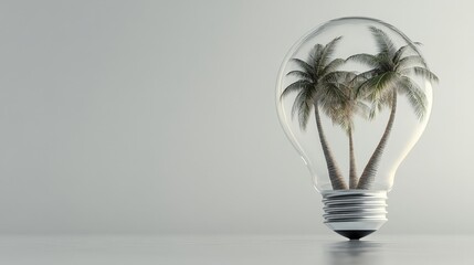 Palm Trees Inside a Light Bulb.