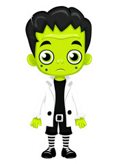 Halloween Oriented Frankenstein monster in cute clothing Concept art Compatible with Tank top, Leggings, Funny sticker, Wall art, Acrylic block