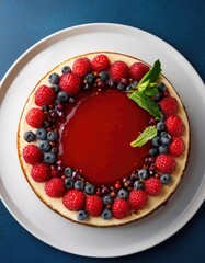 Wall Mural - Delicious cheesecake with berries