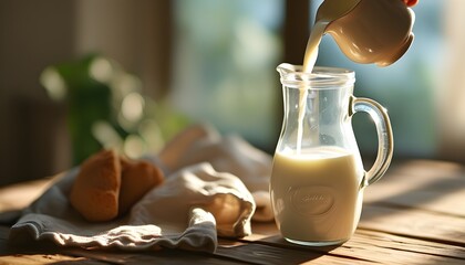 Milk Cascade in Soft Morning Light: A Close-Up Perspective