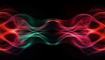 Wall Mural - Abstract Red and Green Waves.