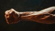 © Thamonchanok - A powerful clenched fist showcasing strong muscles and veins, symbolizing strength, determination, and resilience.