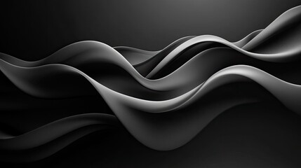 Black background with flowing waves, sleek and modern design