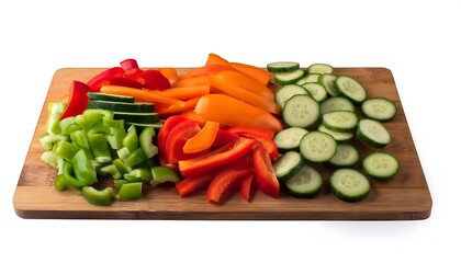 Wall Mural - Freshly Chopped Vegetables on a Cutting Board