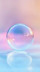 Wall Mural - iridescent soap bubble on pastel background