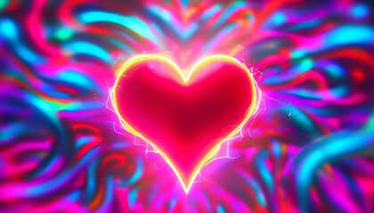 Wall Mural - Dynamic Neon Heartbeats: A Romantic and Energetic Abstract Background for Captivating Promotions