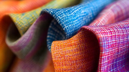 Traditional Cambodian Krama fabric featuring small checks in vibrant colors, symbolizing the beauty of Cambodia, High quality, sharp images, graphic, illustration