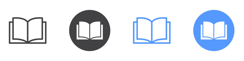 book icon flat line symbol set.