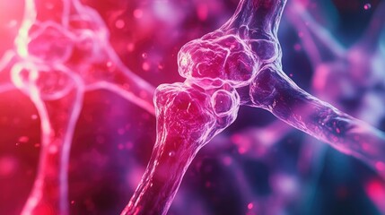 Wall Mural - detailed visualization of interconnected cells showcasing the beauty of microscopic life in vibrant 