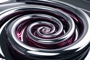 Wall Mural - 3D Chrome Neon Liquid Element Design with Fluid Spiral Shape