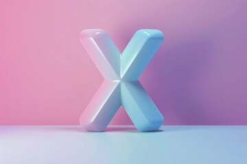 Wall Mural - 3D letter X in pastel gradient tones