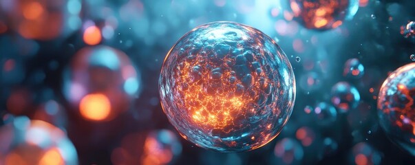 Wall Mural - detailed close-up view of vibrant cells in a dynamic environment, showcasing intricate structures an