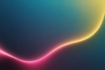 Wall Mural - Grainy Gradient Background in Blue, Pink, and Yellow with Abstract Glowing Waves and Dark Texture