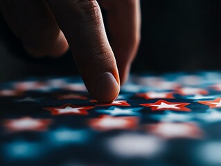 Fingers peeling an I Voted sticker off a sheet, postvoting, civic pride closeup