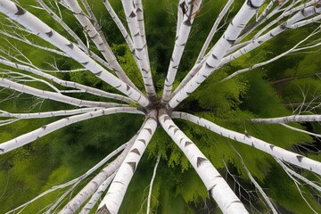 Wall Mural - Birch Tree Top View for Landscape Design and Architecture Layout