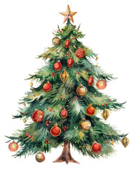png festive decorated christmas tree illustration