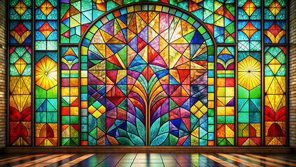 Colorful stained glass window background with abstract design , stained glass, window, colorful, abstract, vibrant, art