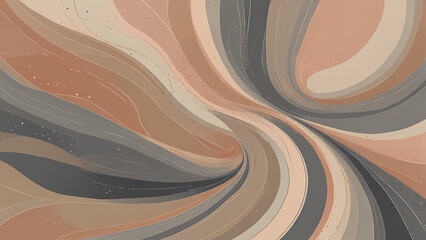 Wall Mural - abstract illustration with gentle, swirling patterns in muted colors like beige, soft gray, and light peach