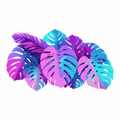 Wall Mural - Tropical palm tree Monstera leaf background Abstract colorful design (14)