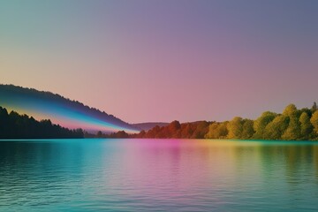 4K Vintage Style Tranquil Color Gradient Landscape with Shimmer from the 80s and 90s