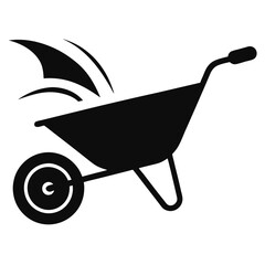 Metal Wheelbarrow Silhouette Line Art.