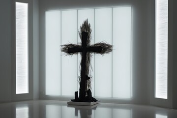 Ashen Cross Design on Bright White Background for Sacred Reflection and Prayer