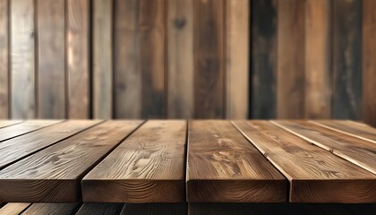 Rustic wooden floor with empty table surface and natural board texture