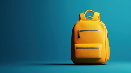 Yellow backpack on a blue background.