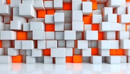 Abstract three-dimensional white cube pattern creating a contemporary wall decoration in a modern space