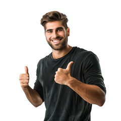 Smiling Man Giving Two Thumbs Up