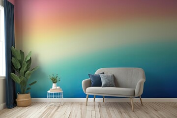 Wall Mural - vibrant color gradient mural with soft retro nostalgia and artistic elegance