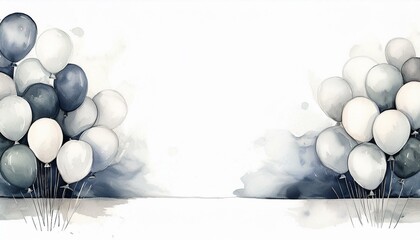 Wall Mural - Elegant Gray and White Balloons Watercolor Art