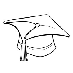 Classic graduation cap outline icon in vector format for academic designs.