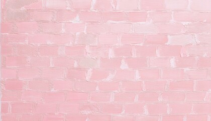 Wall Mural - Close-up of a brick wall painted in a soft pastel pink color, featuring a textured surface with visible brush strokes.