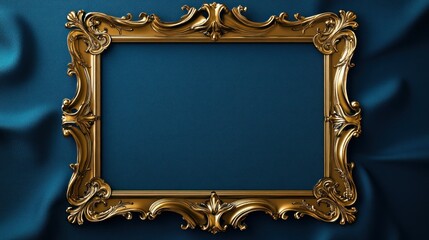 Ornate gold frame on a blue background.