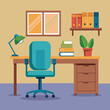 © MdMidhad - A desk with a chair for office environment Millennials at work. Flat editable vector illustration, clip art