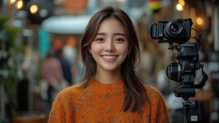 Smiling Woman with Camera