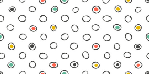 Canvas Print - Polka dots interspersed with circles inside. Rings arranged in polka dots.