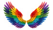 © Be memorable - Rainbow pride wings cut out. Isolated on Transparent background. Copy space.