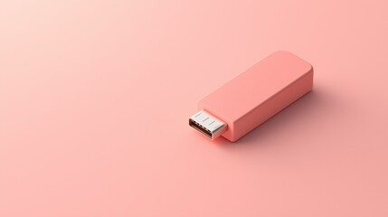 Generative AI created a 3D render of a simple USB flash drive icon on a peach-colored background.