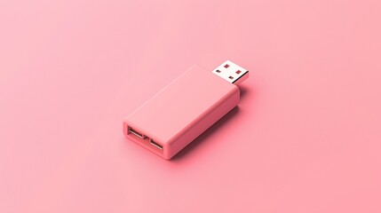 Generative AI created a 3D render of a simple USB flash drive icon on a peach-colored background.
