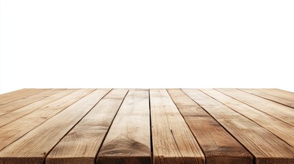 Wall Mural - Rustic wooden table top isolated on white background.