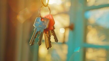 Plastic toy keys in natural light